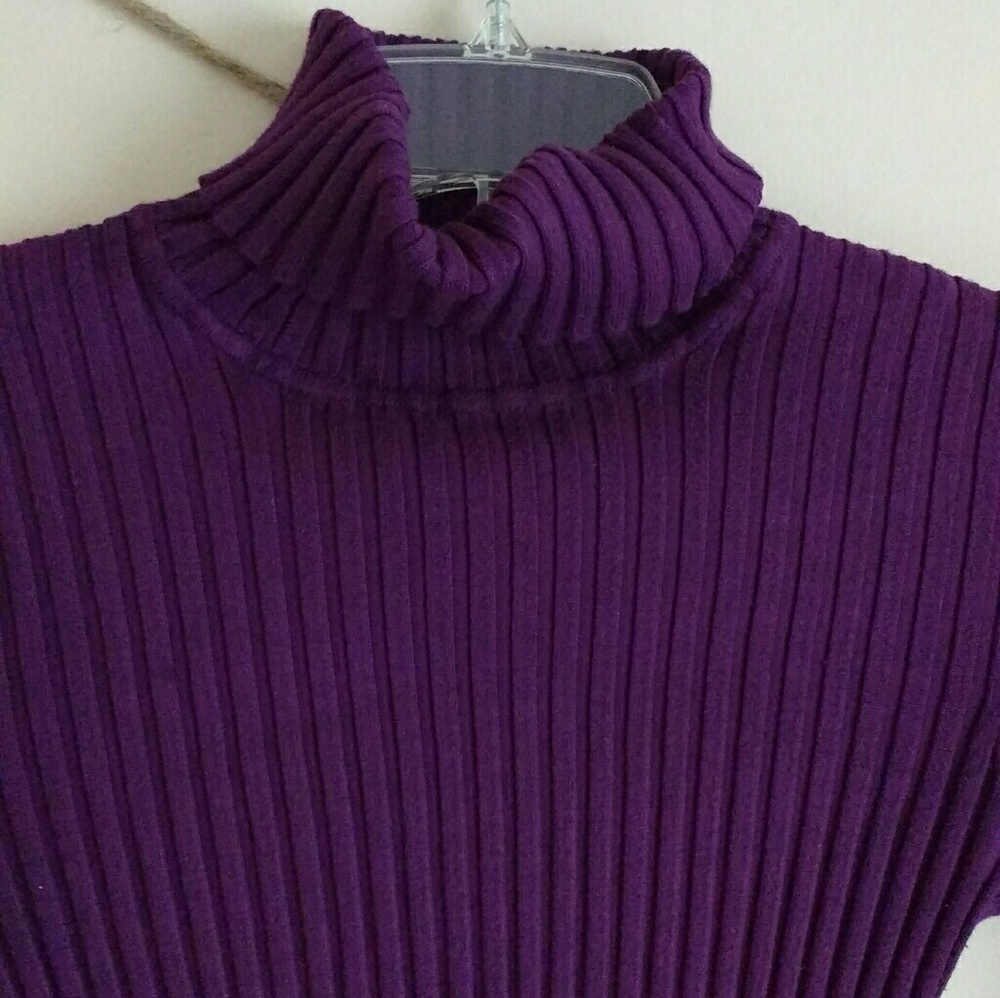 Purple ribbed turtle neck